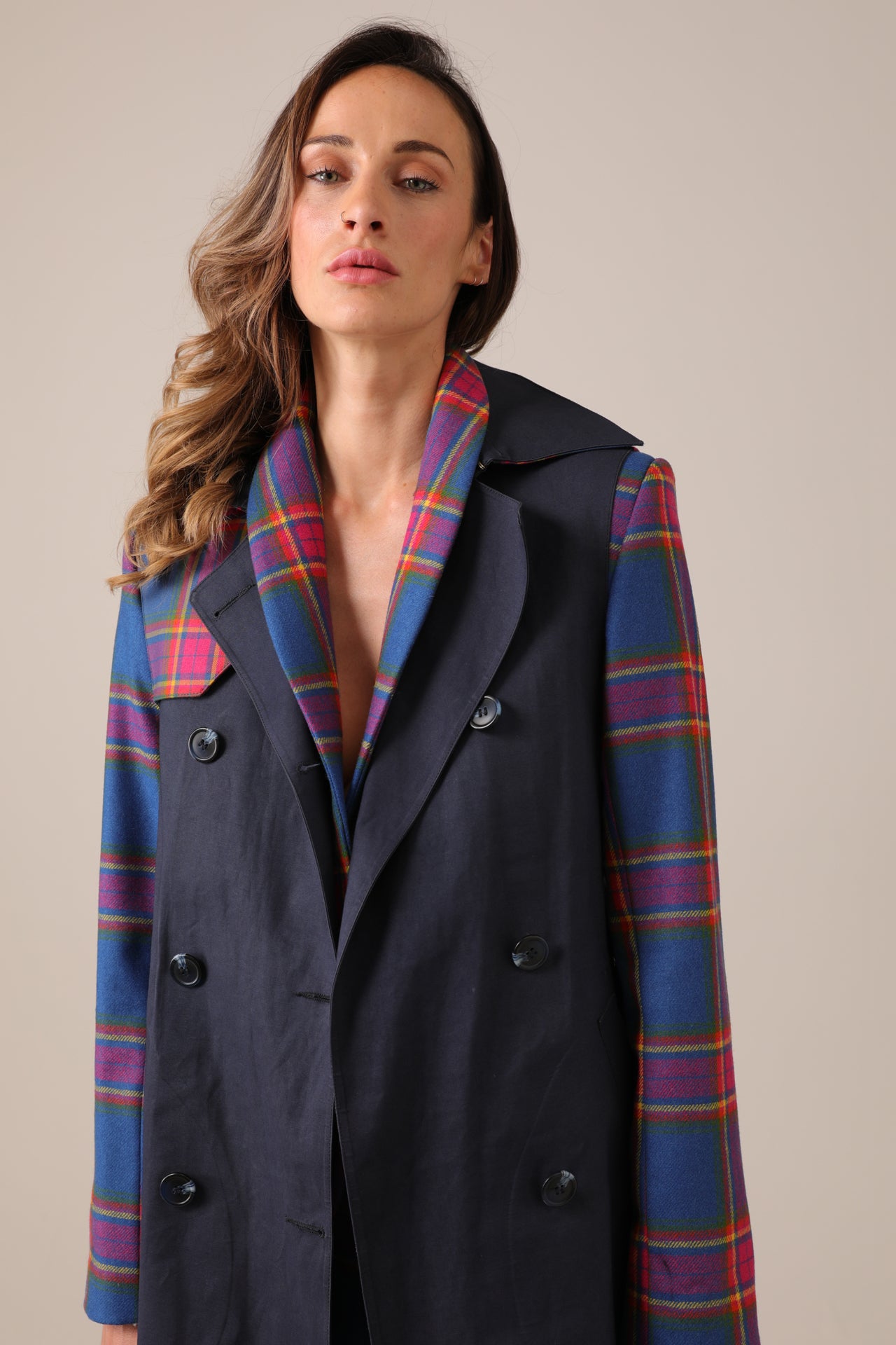 Hancock x Nadia Alexander Blair Sleeveless Trench - Navy / Blair Tartan