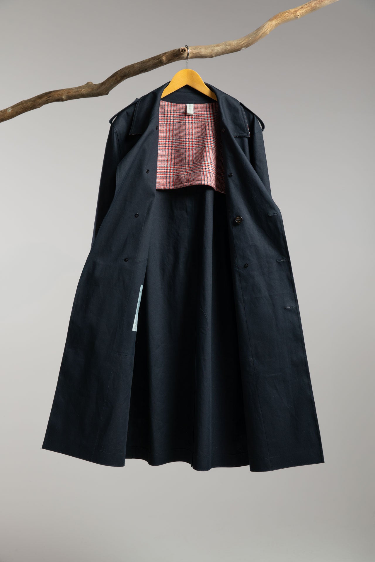 Hancock Article 75 - Double-Breasted Trench with Belt and Vented Back Yoke