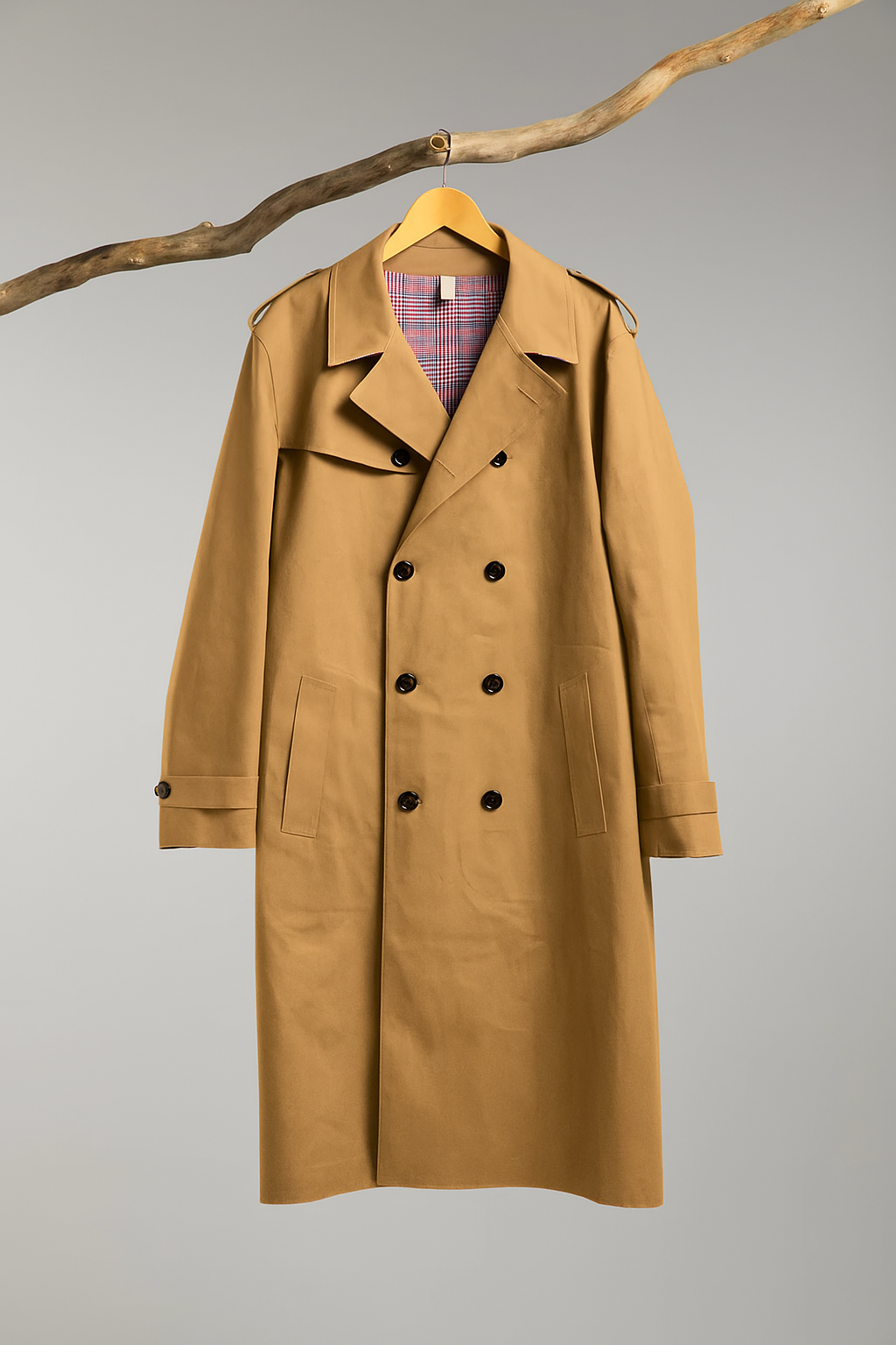 Hancock Article 75 - Double-Breasted Trench with Belt and Vented Back Yoke