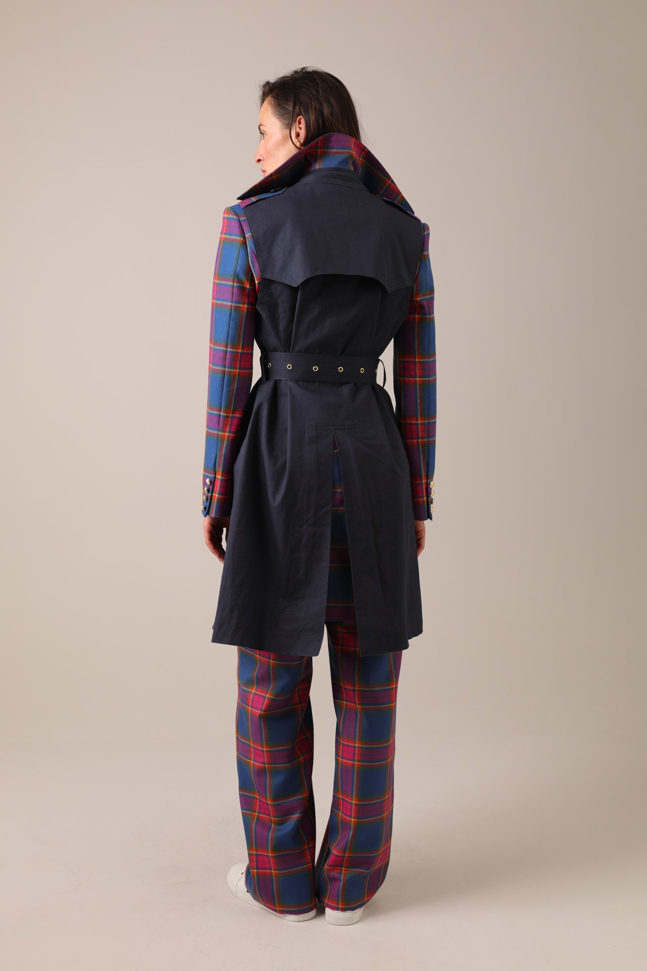 Hancock x Nadia Alexander Blair Sleeveless Trench - Navy / Blair Tartan