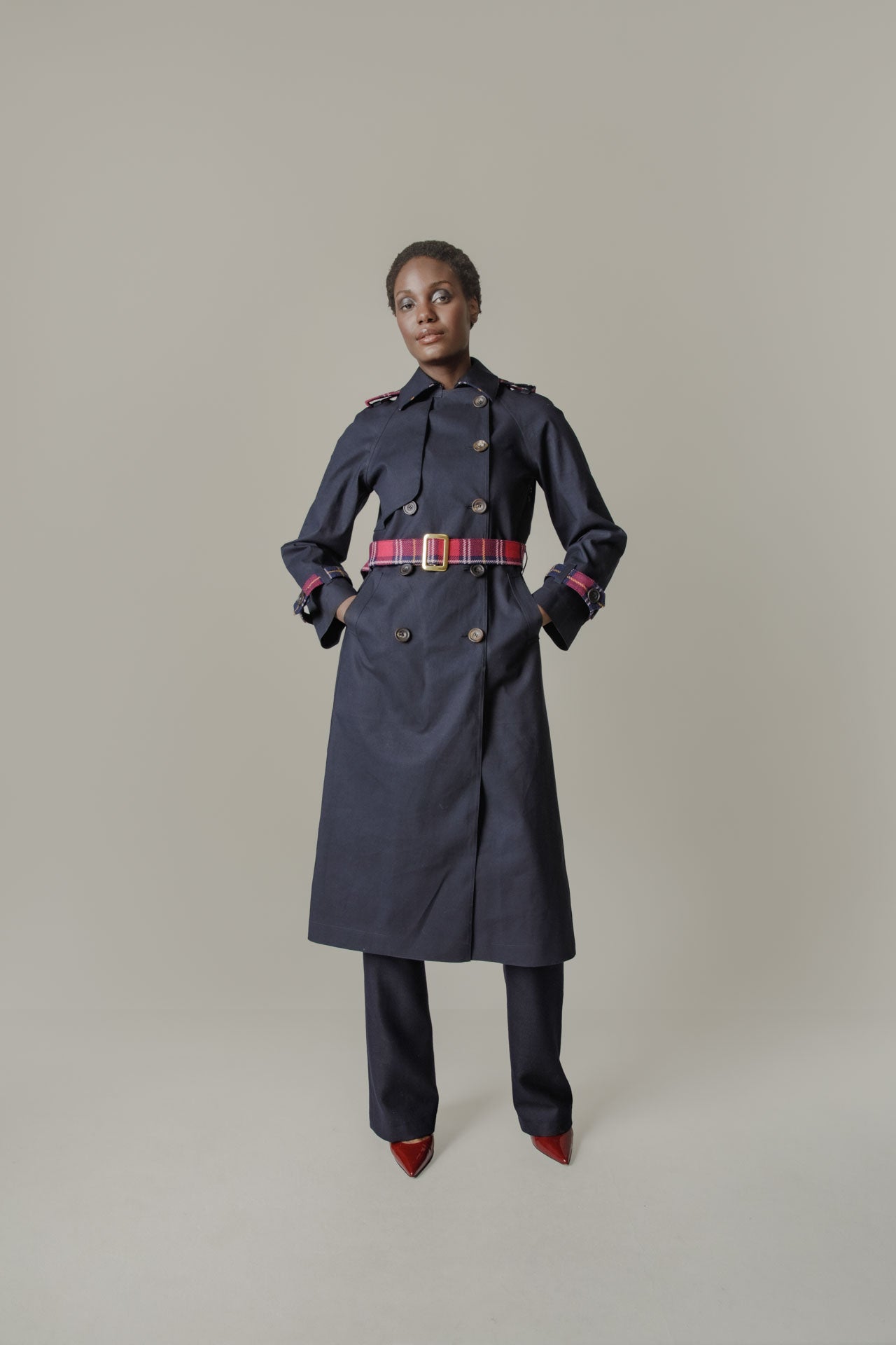 Hancock x Nadia Alexander - Trench Coat With 1984 Tartan Detailing