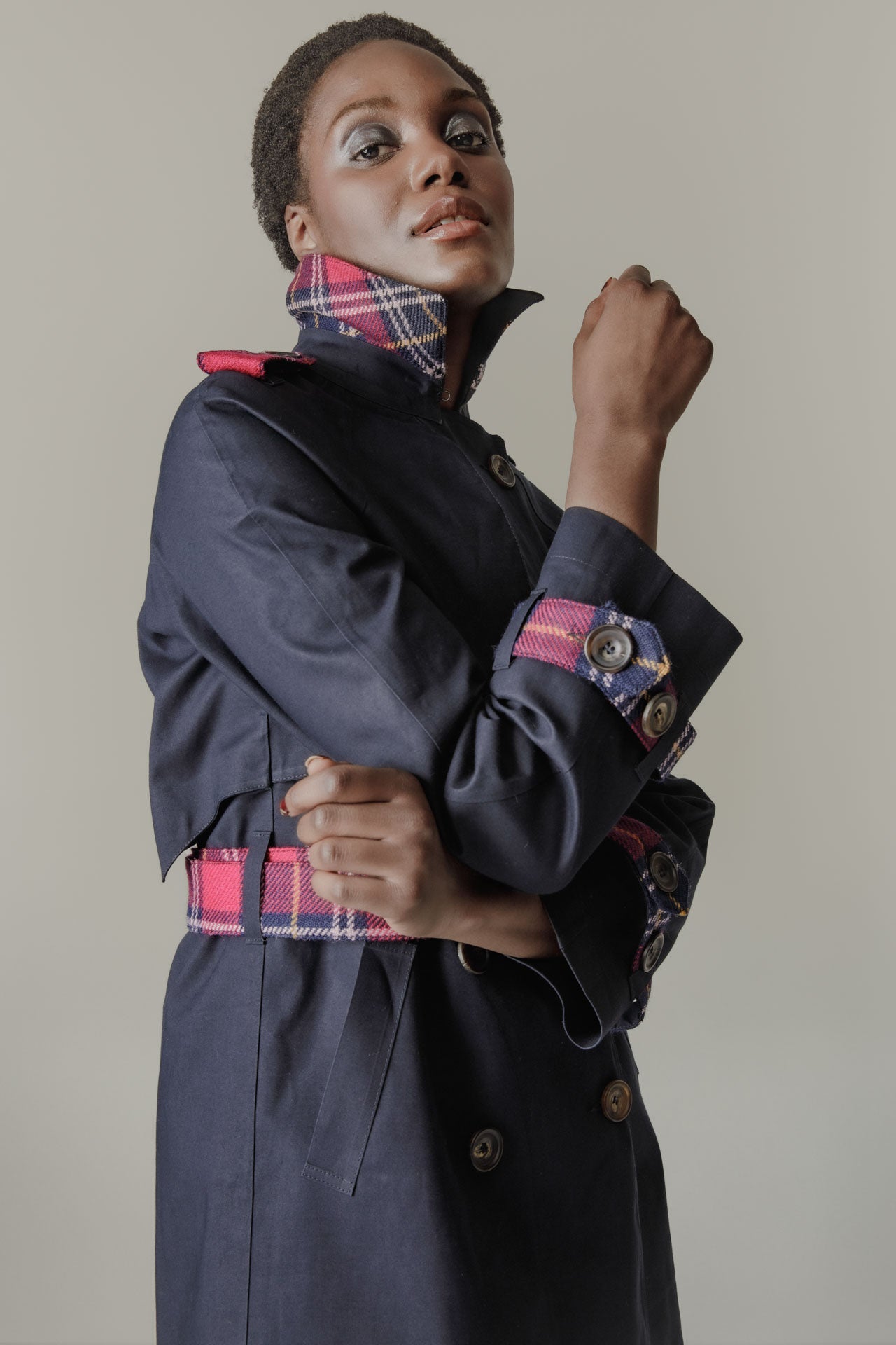 Hancock x Nadia Alexander - Trench Coat With 1984 Tartan Detailing