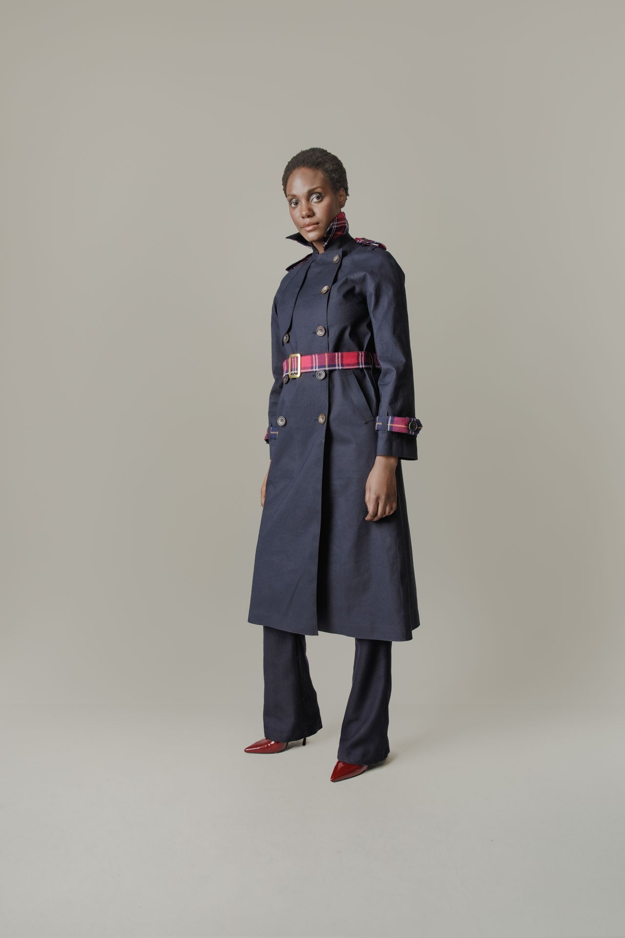 Hancock x Nadia Alexander - Trench Coat With 1984 Tartan Detailing